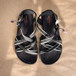 Merrell Black Strappy Comfort Sandals Size 7 (Air Cushion)